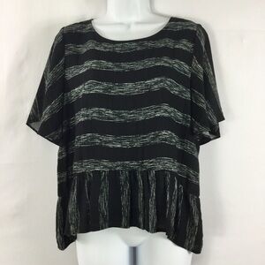 𝅺skies Are Blue Stripe Ruffle Sleeve Peplum Hem Top